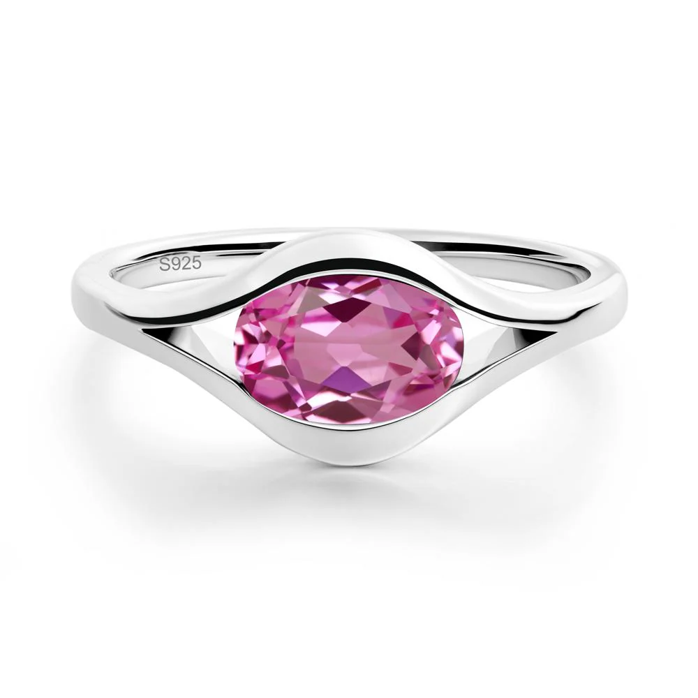 Minimalist Bezel Set Pink Sapphire Ring - Image 9
