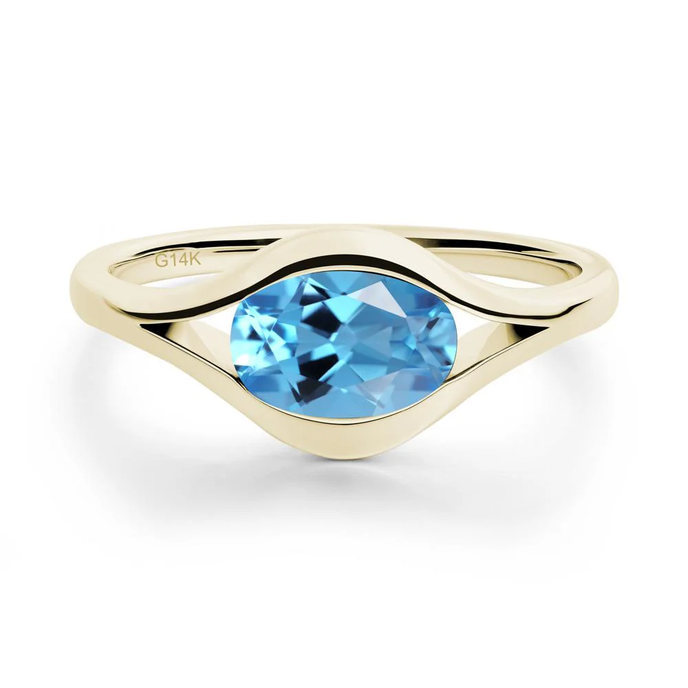 Minimalist Bezel Set Swiss Blue Topaz Ring - Image 6