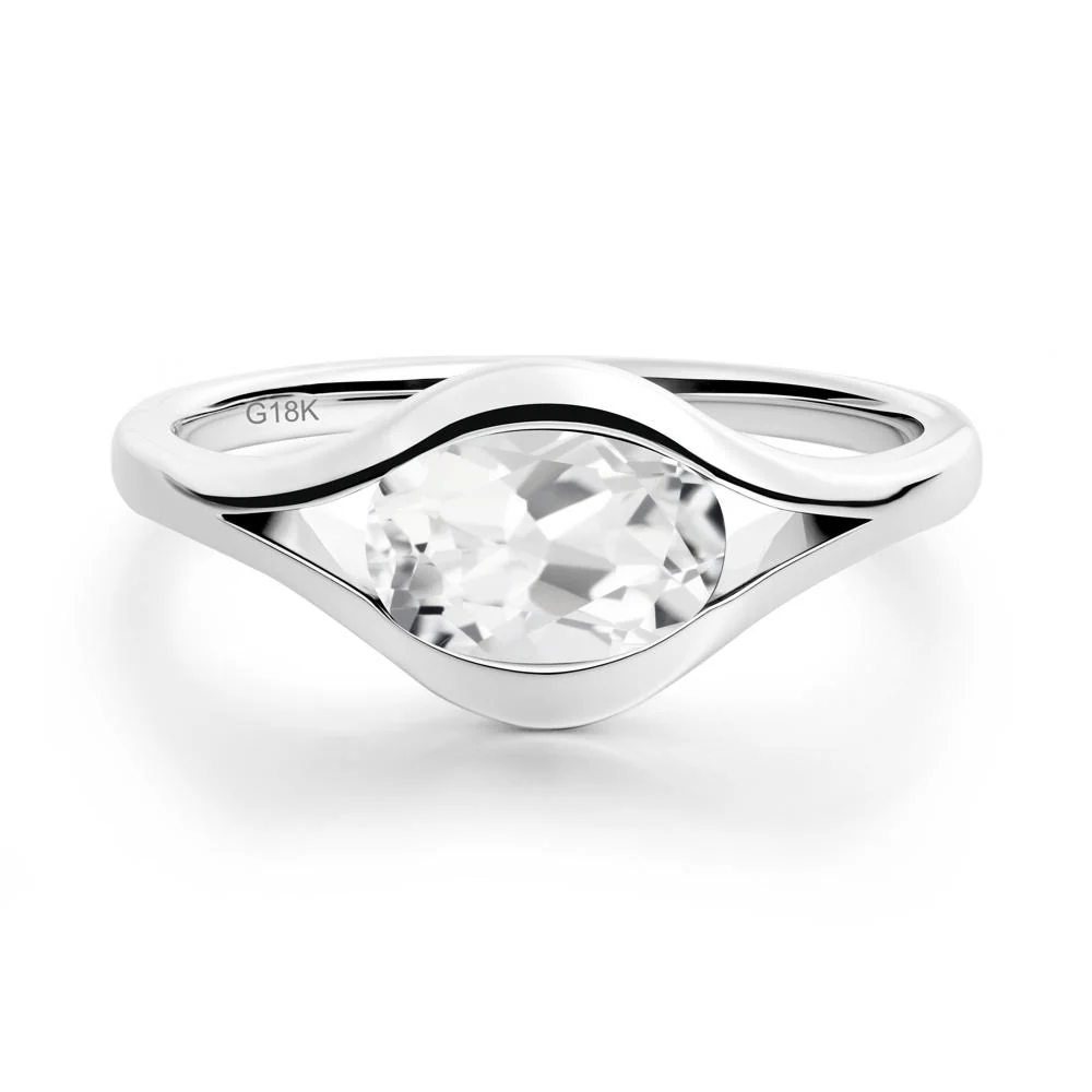 Minimalist Bezel Set White Topaz Ring - Image 3