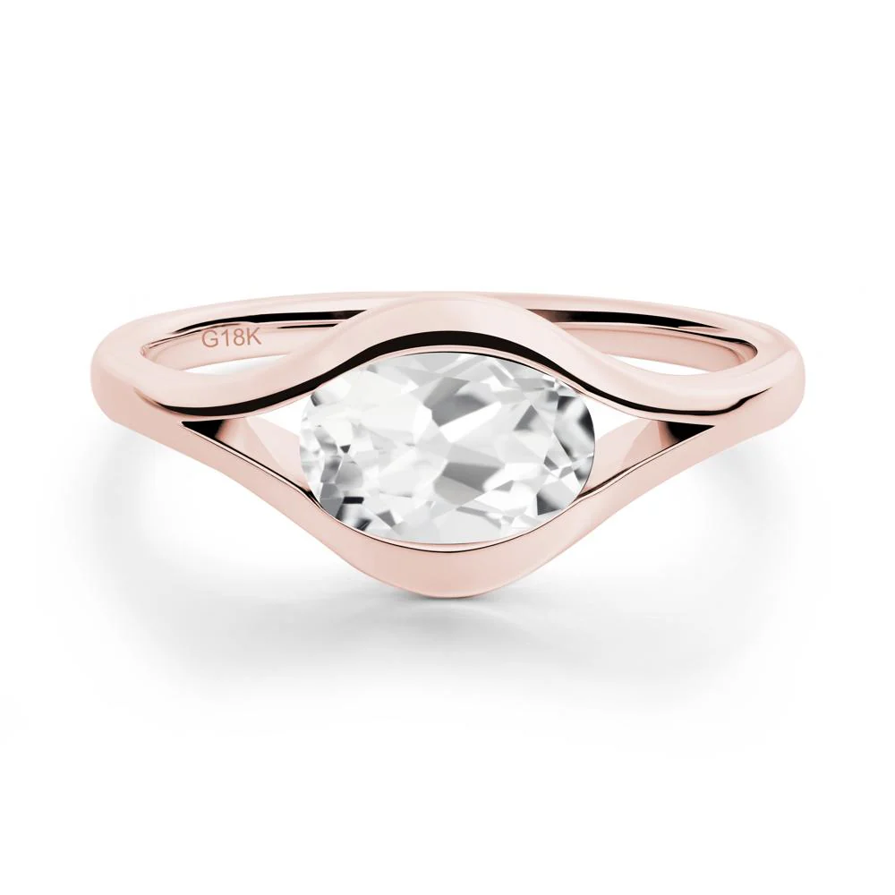 Minimalist Bezel Set White Topaz Ring - Image 6