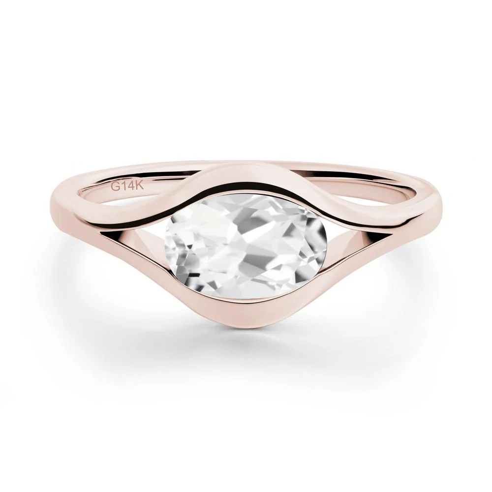 Minimalist Bezel Set White Topaz Ring - Image 8