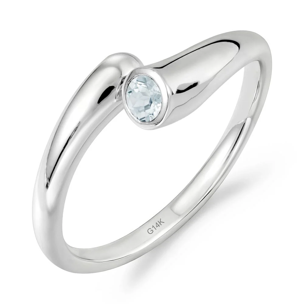 Minimalist Bypass Aquamarine Ring