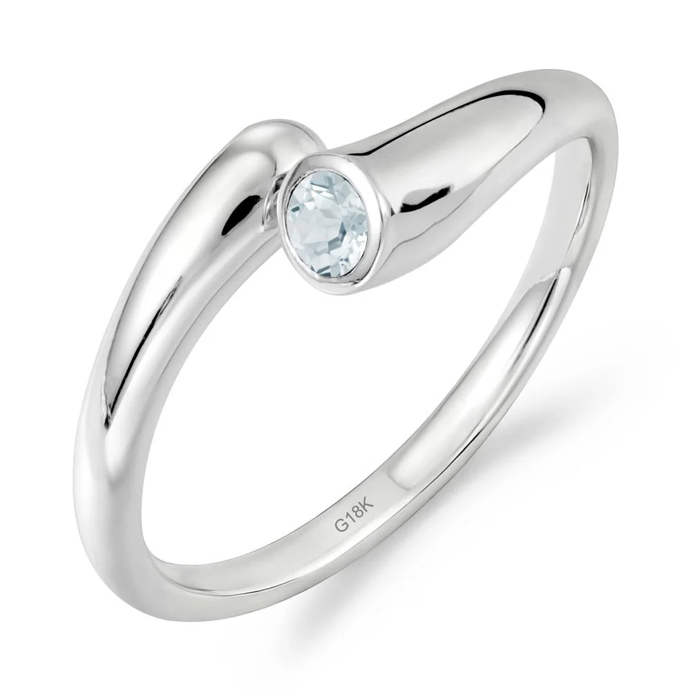 Minimalist Bypass Aquamarine Ring - Image 5