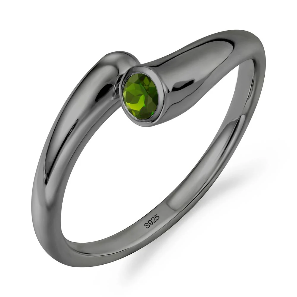 Minimalist Bypass Diopside Ring