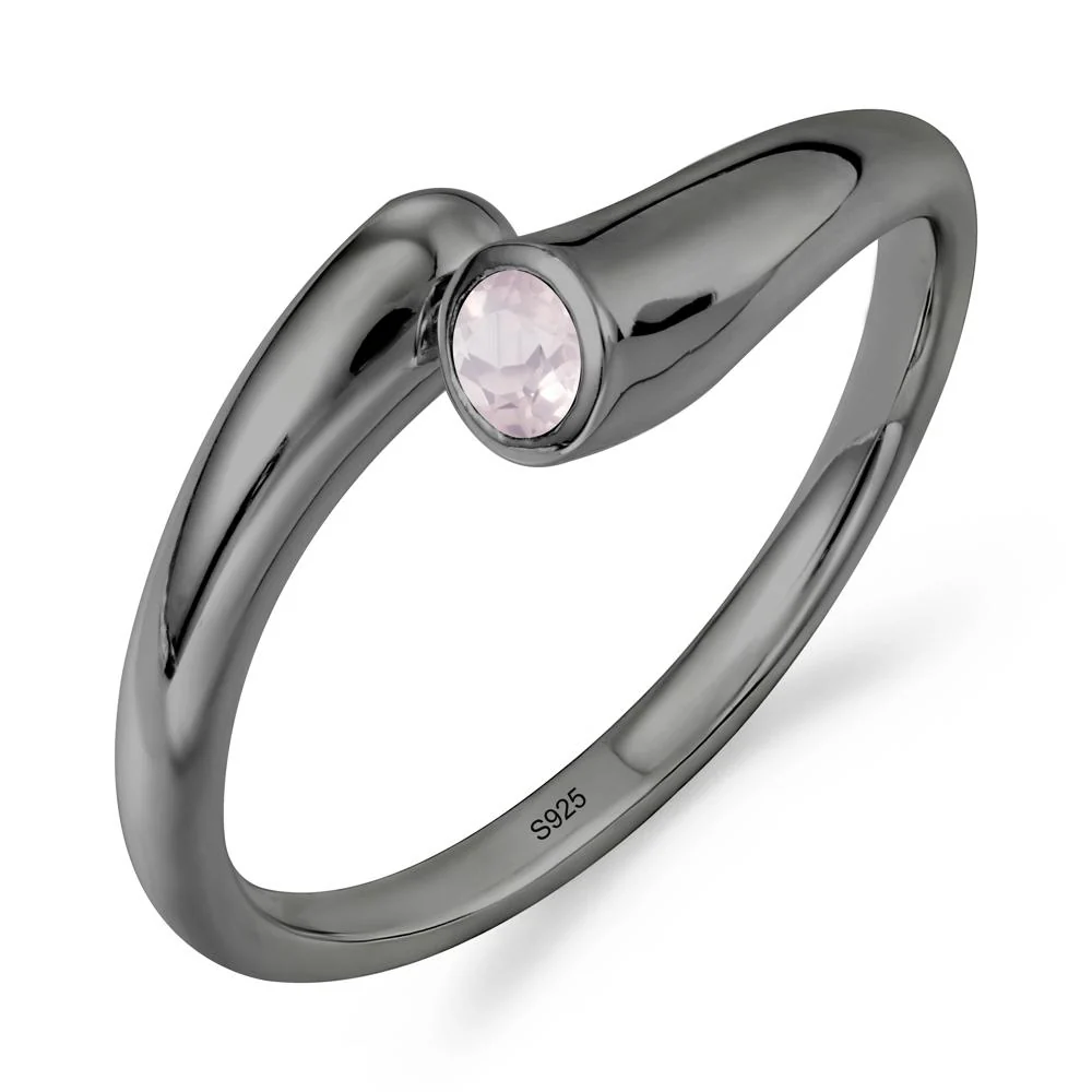 Minimalist Bypass Rose Quartz Ring