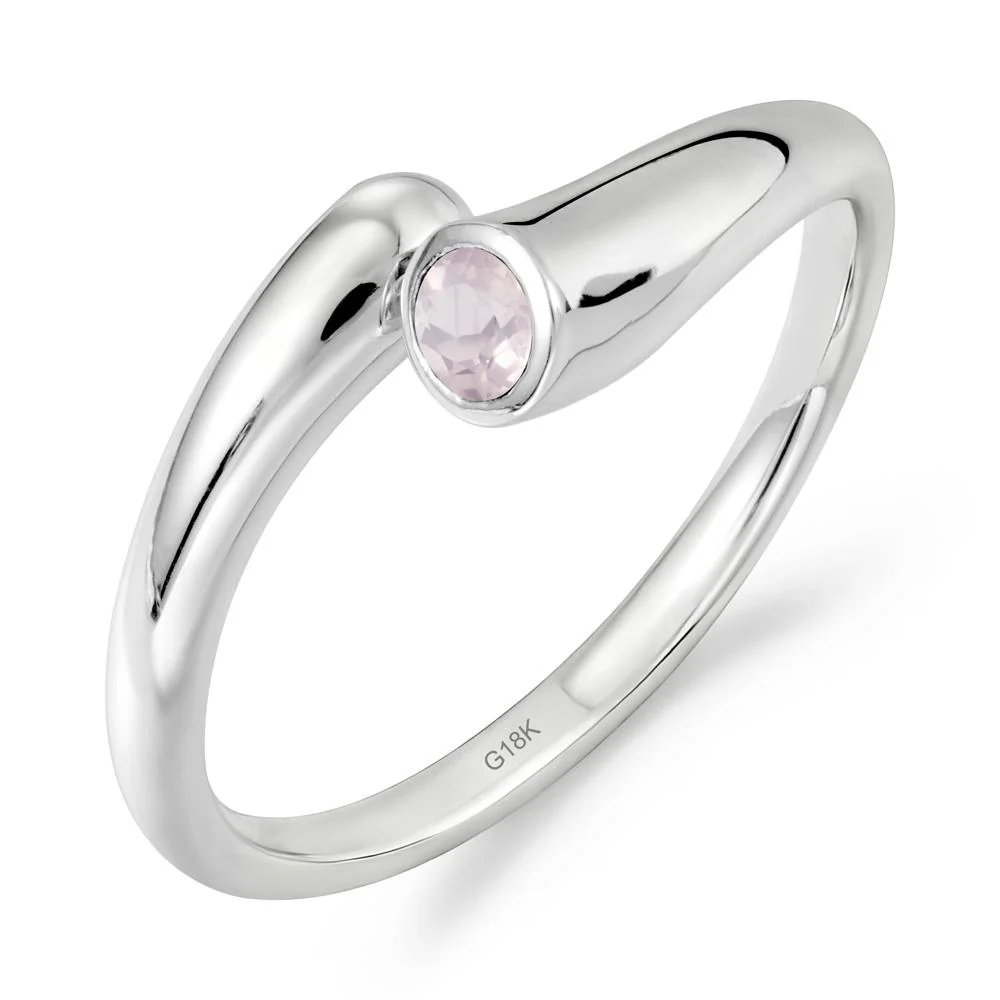 Minimalist Bypass Rose Quartz Ring - Image 6