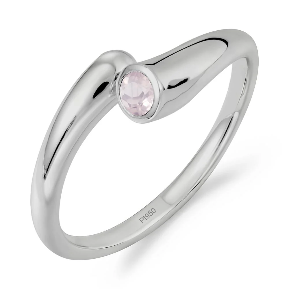 Minimalist Bypass Rose Quartz Ring - Image 8