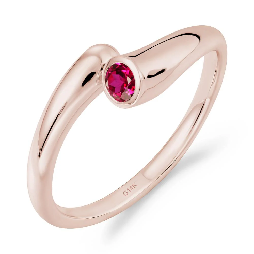 Minimalist Bypass Ruby Ring - Image 2
