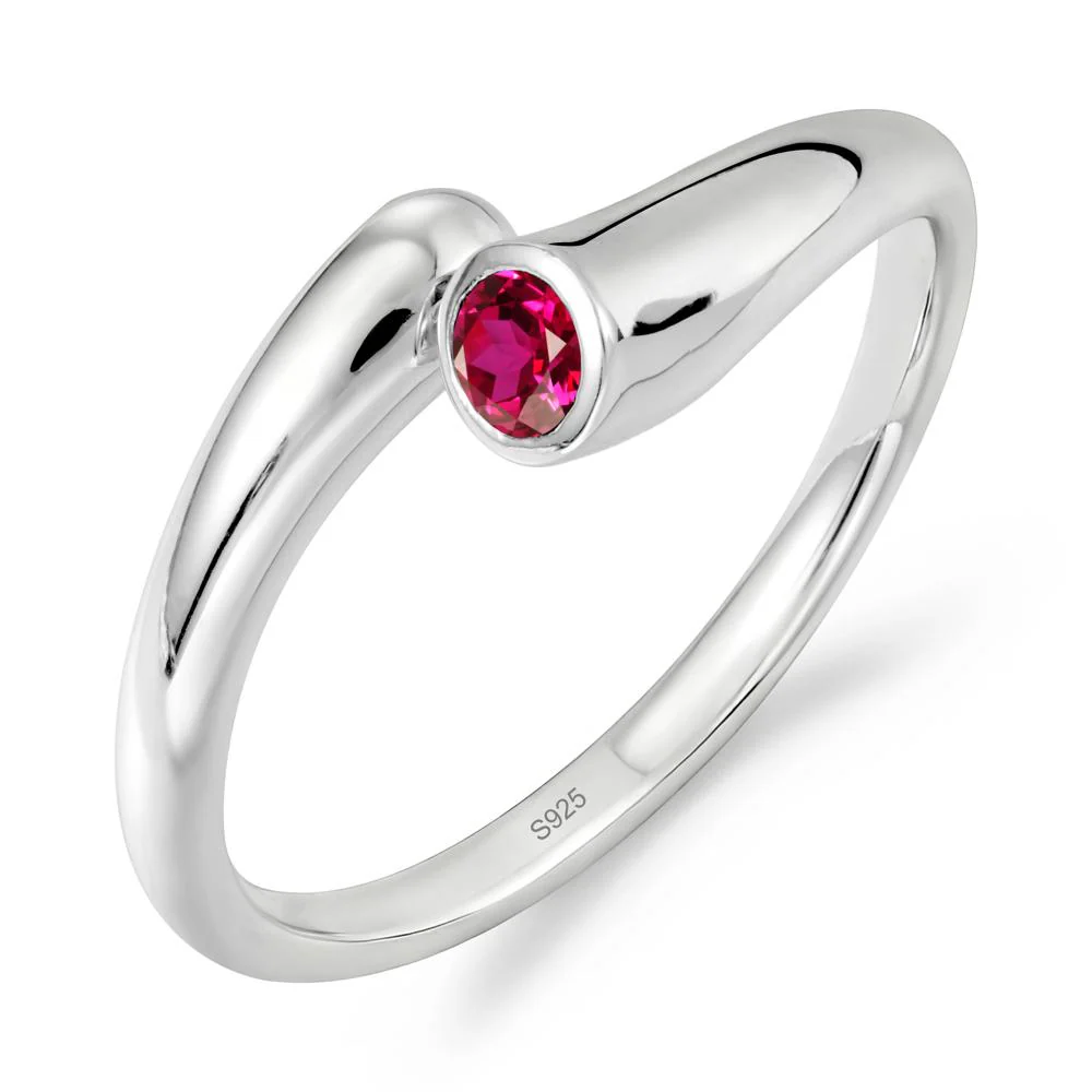 Minimalist Bypass Ruby Ring - Image 9