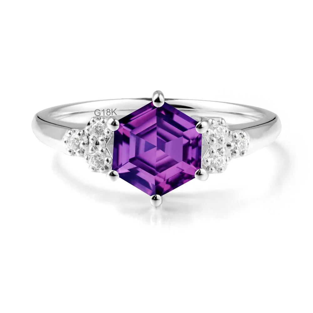 Minimalist Hexagon Amethyst Ring - Image 2