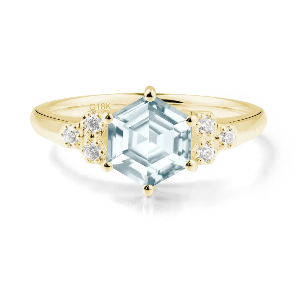 Minimalist Hexagon Aquamarine Ring - Image 9