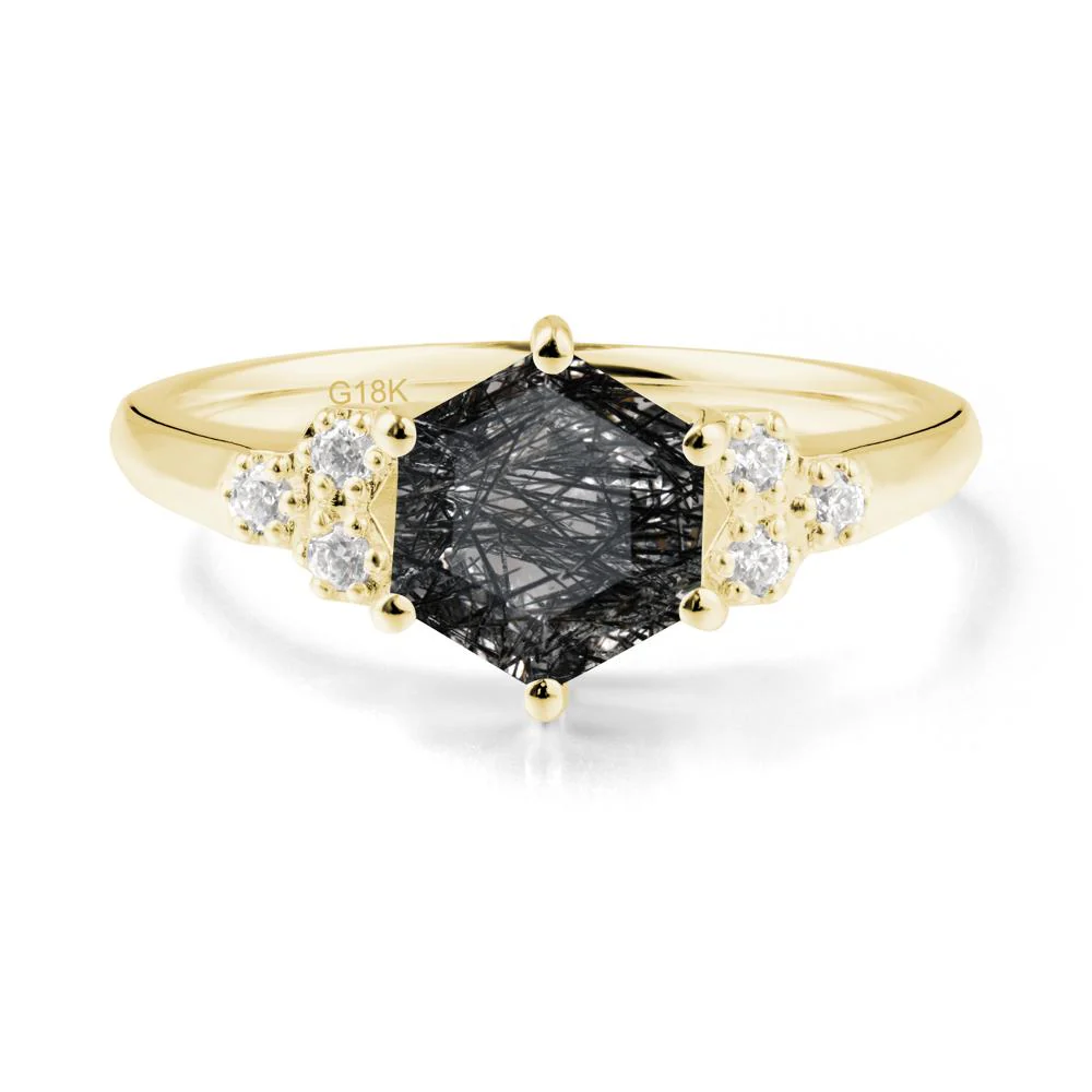 Minimalist Hexagon Black Rutilated Quartz Ring - Image 8