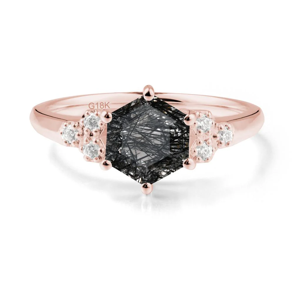 Minimalist Hexagon Black Rutilated Quartz Ring - Image 9