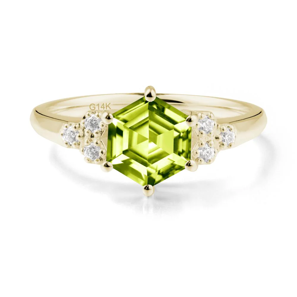 Minimalist Hexagon Peridot Ring - Image 2