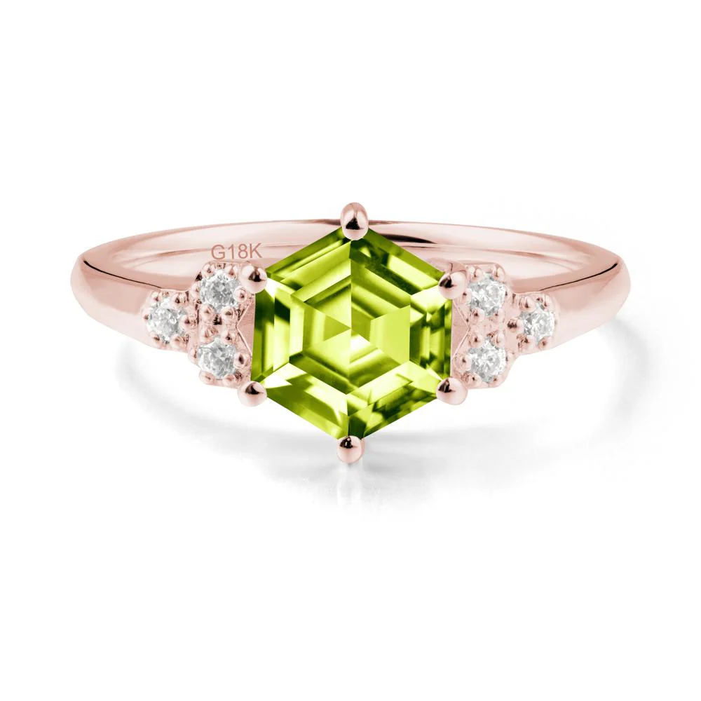 Minimalist Hexagon Peridot Ring - Image 3