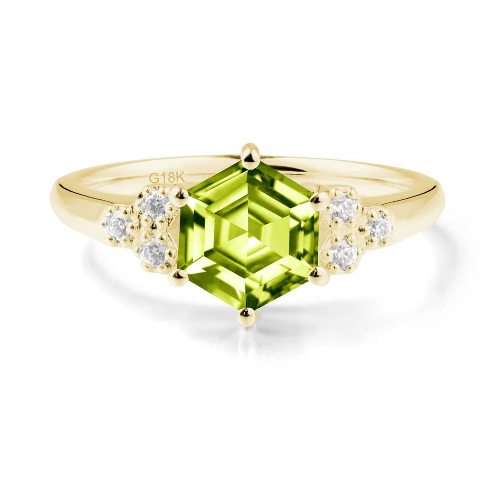 Minimalist Hexagon Peridot Ring - Image 4