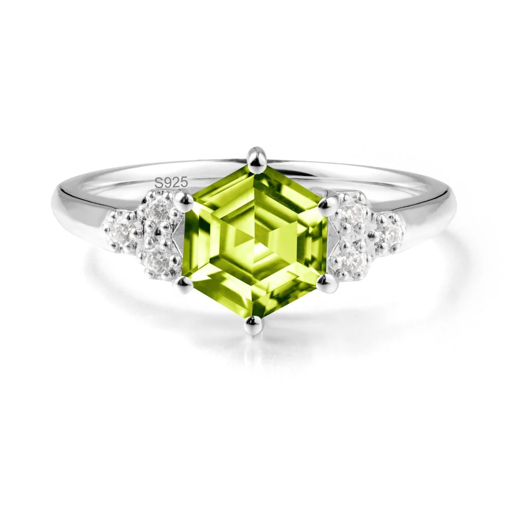 Minimalist Hexagon Peridot Ring - Image 9