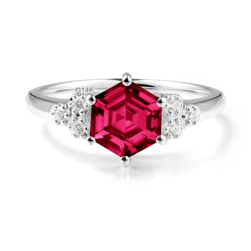 Minimalist Hexagon Ruby Ring - Image 2