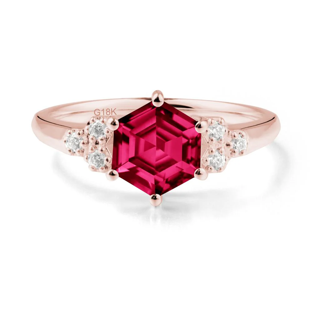 Minimalist Hexagon Ruby Ring - Image 9