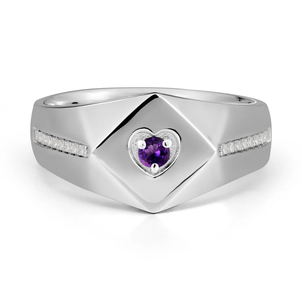 Minimalist Men Amethyst Ring