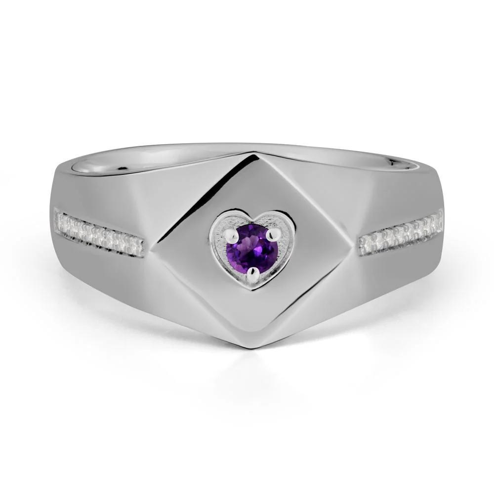 Minimalist Men Amethyst Ring - Image 8