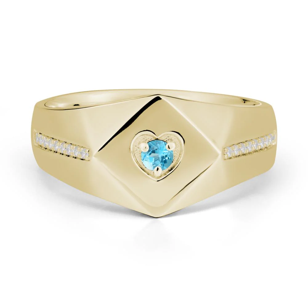 Minimalist Men Swiss Blue Topaz Ring - Image 4