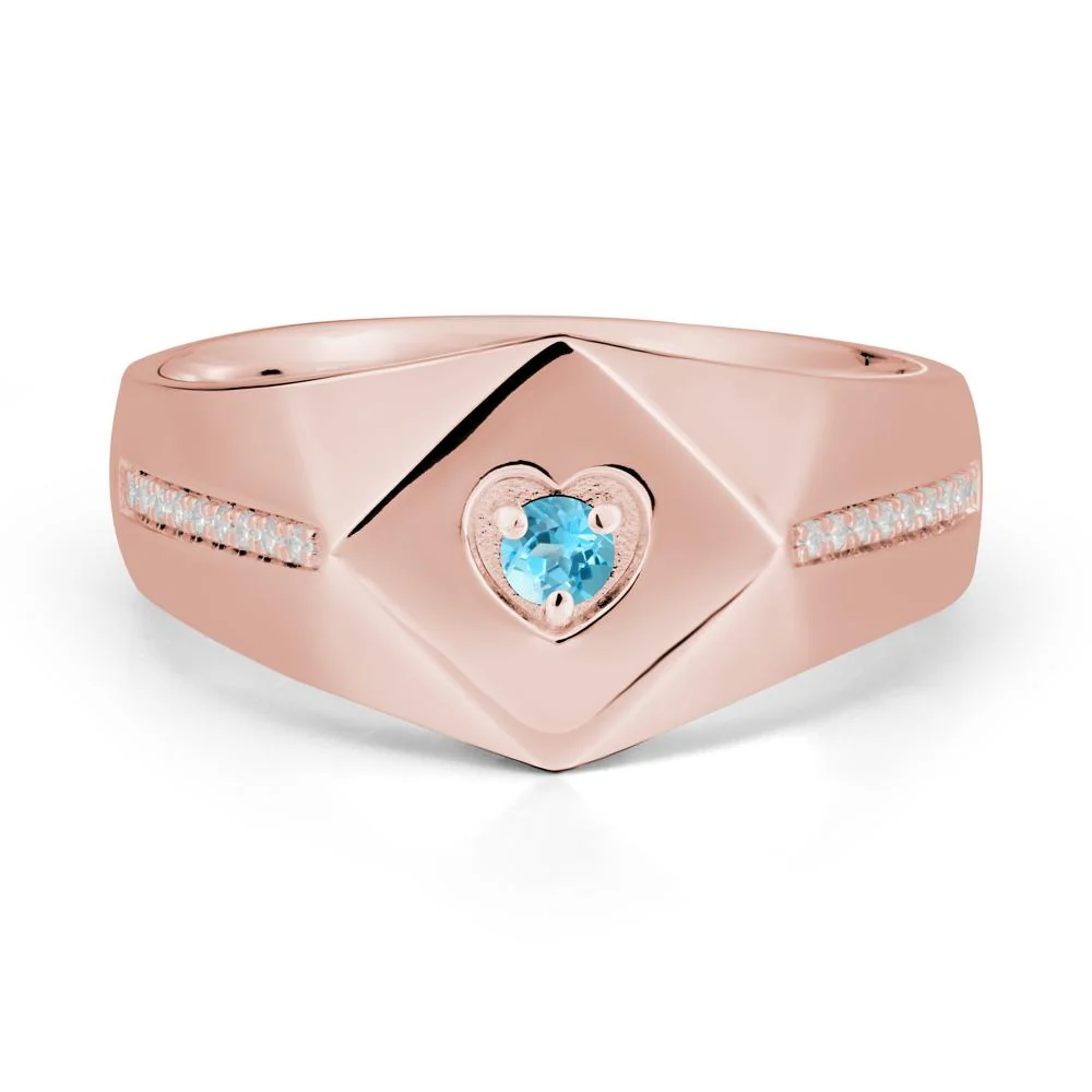 Minimalist Men Swiss Blue Topaz Ring - Image 5