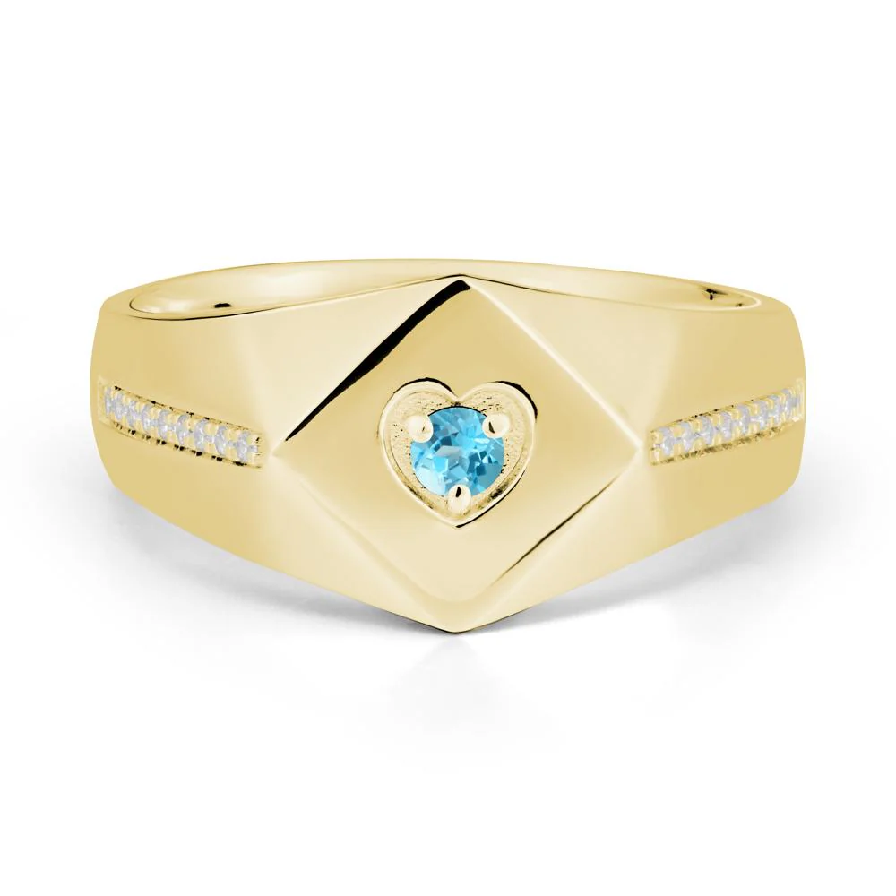 Minimalist Men Swiss Blue Topaz Ring - Image 7