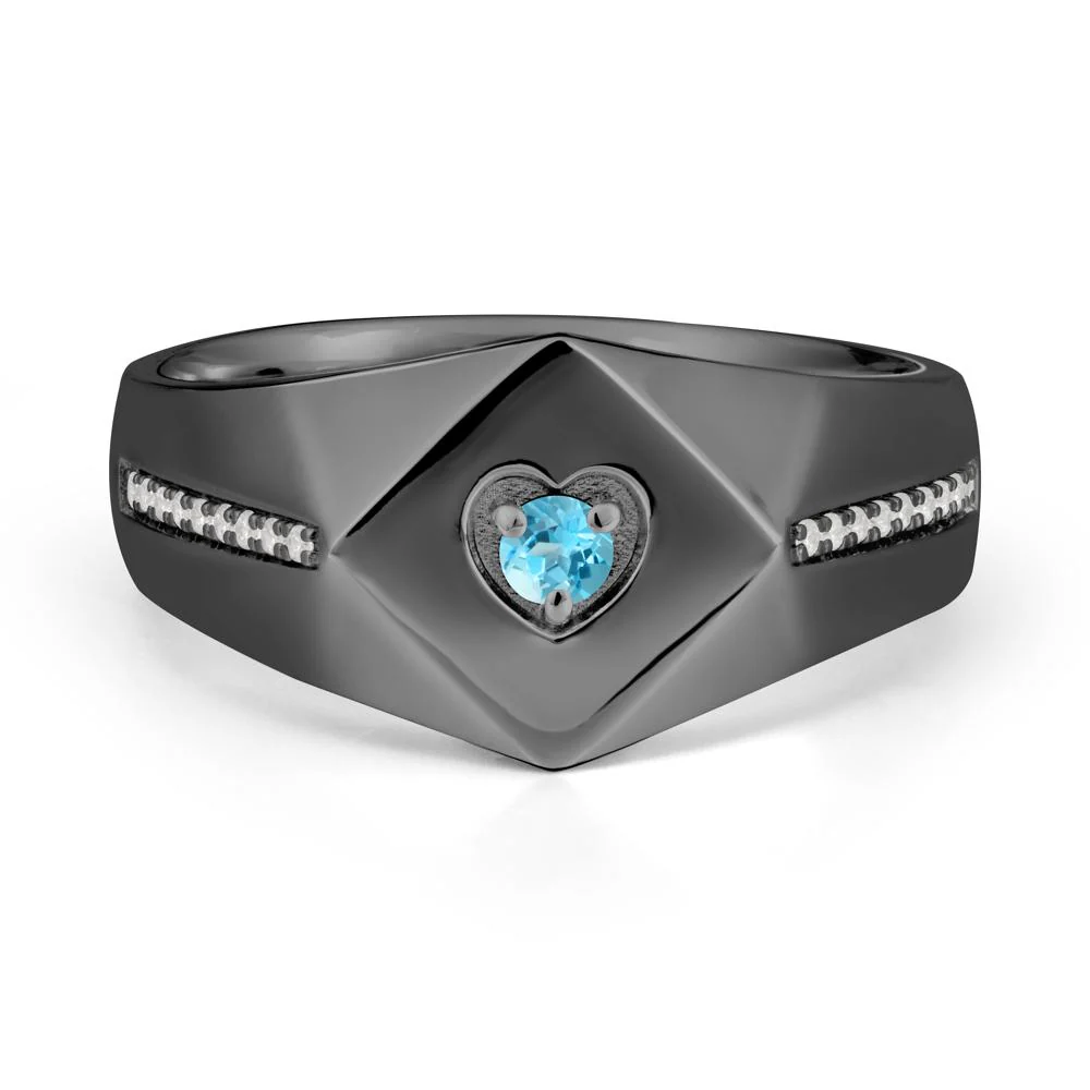 Minimalist Men Swiss Blue Topaz Ring - Image 8