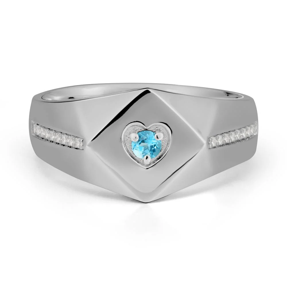Minimalist Men Swiss Blue Topaz Ring - Image 9