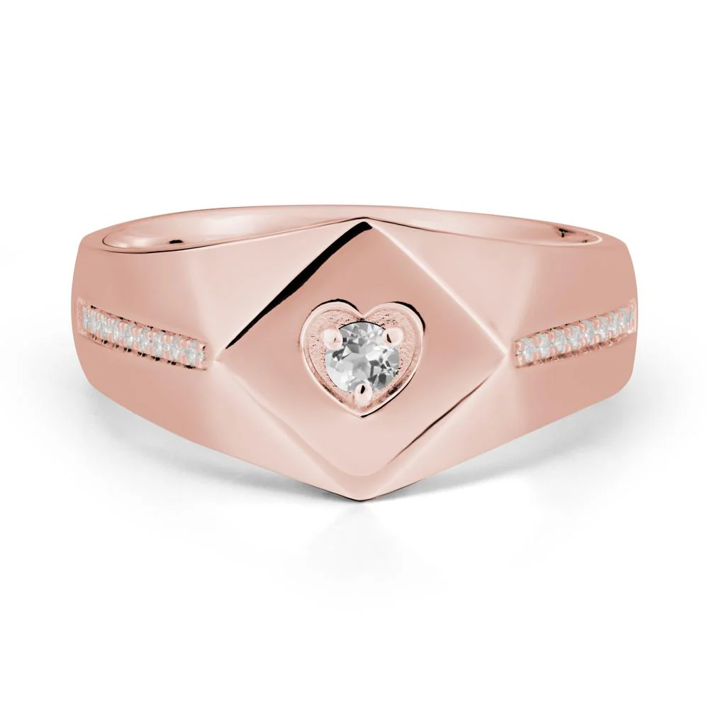 Minimalist Men White Topaz Ring - Image 4