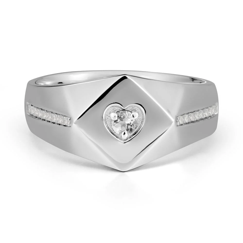 Minimalist Men White Topaz Ring - Image 9