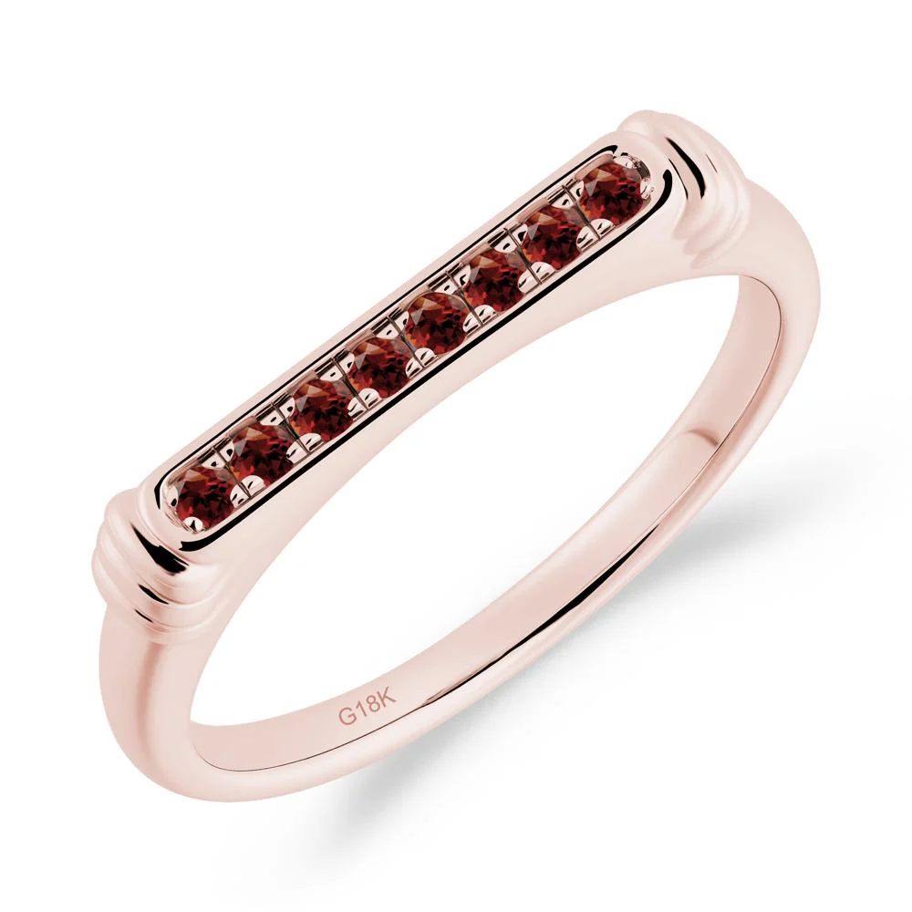 Minimalist Micro Pave Garnet Stacking Ring - Image 7