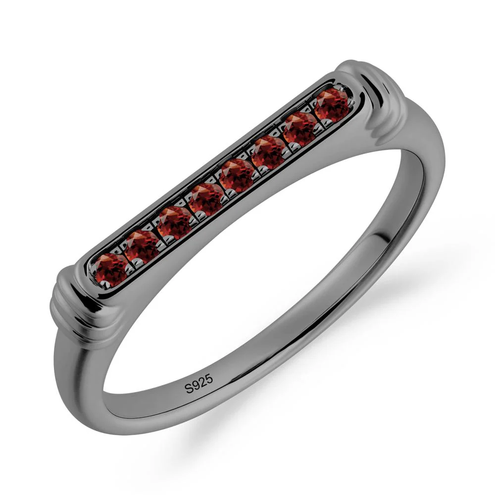 Minimalist Micro Pave Garnet Stacking Ring - Image 8