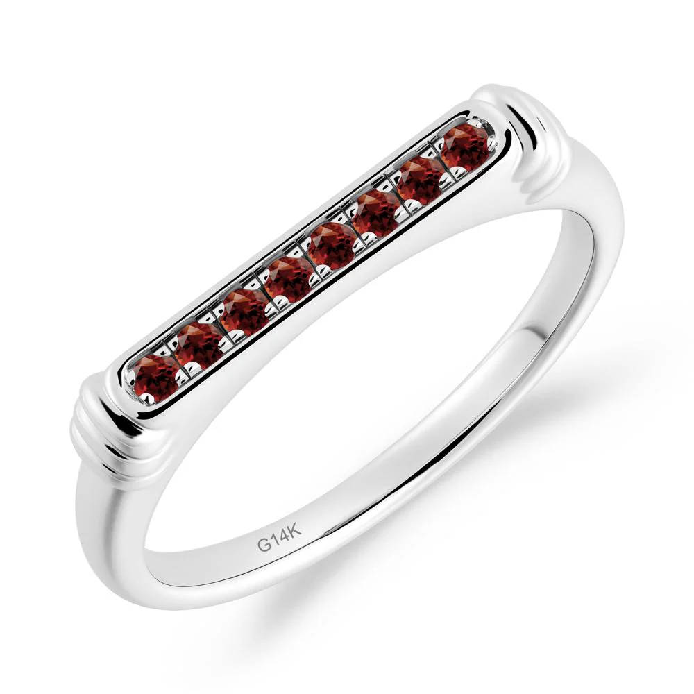 Minimalist Micro Pave Garnet Stacking Ring - Image 9