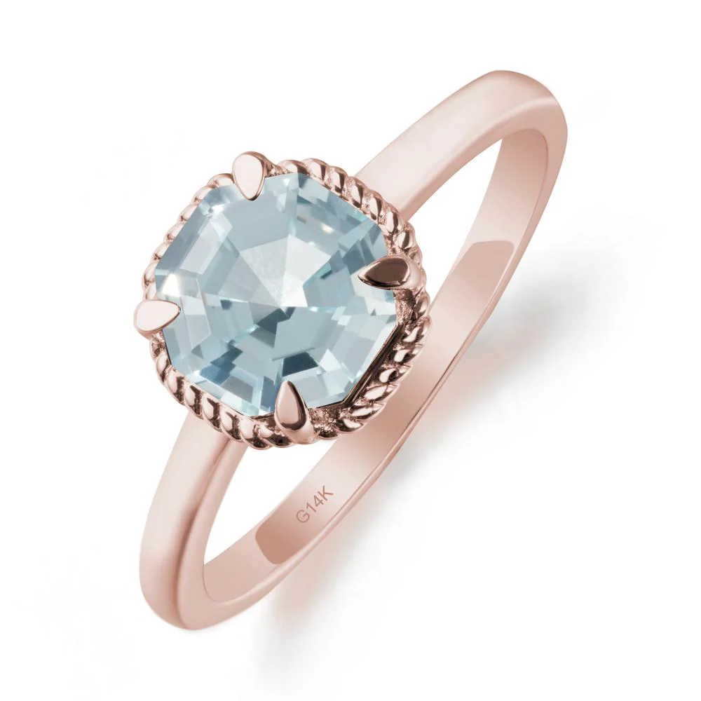 Minimalist Octagon Aquamarine Ring