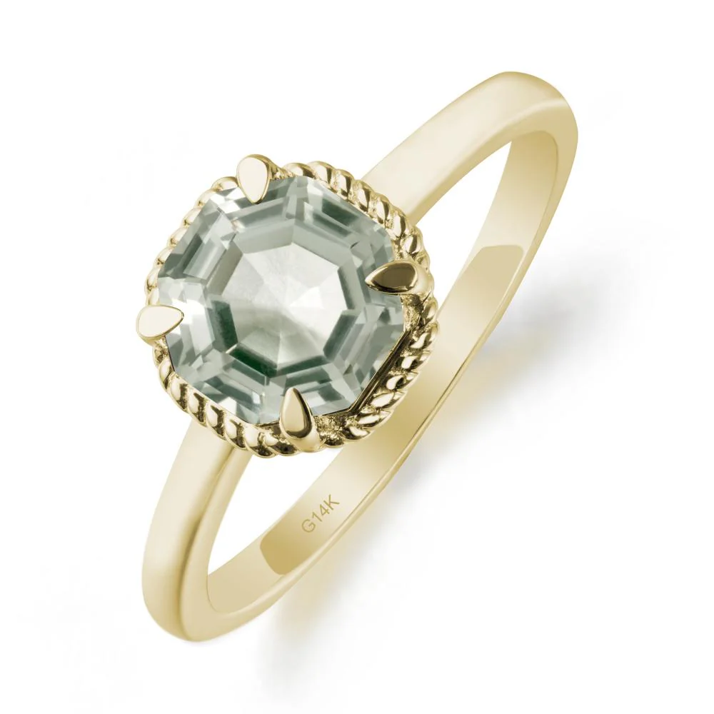 Minimalist  Octagon Green Amethyst Ring - Image 3