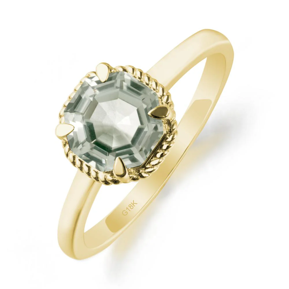 Minimalist  Octagon Green Amethyst Ring - Image 6