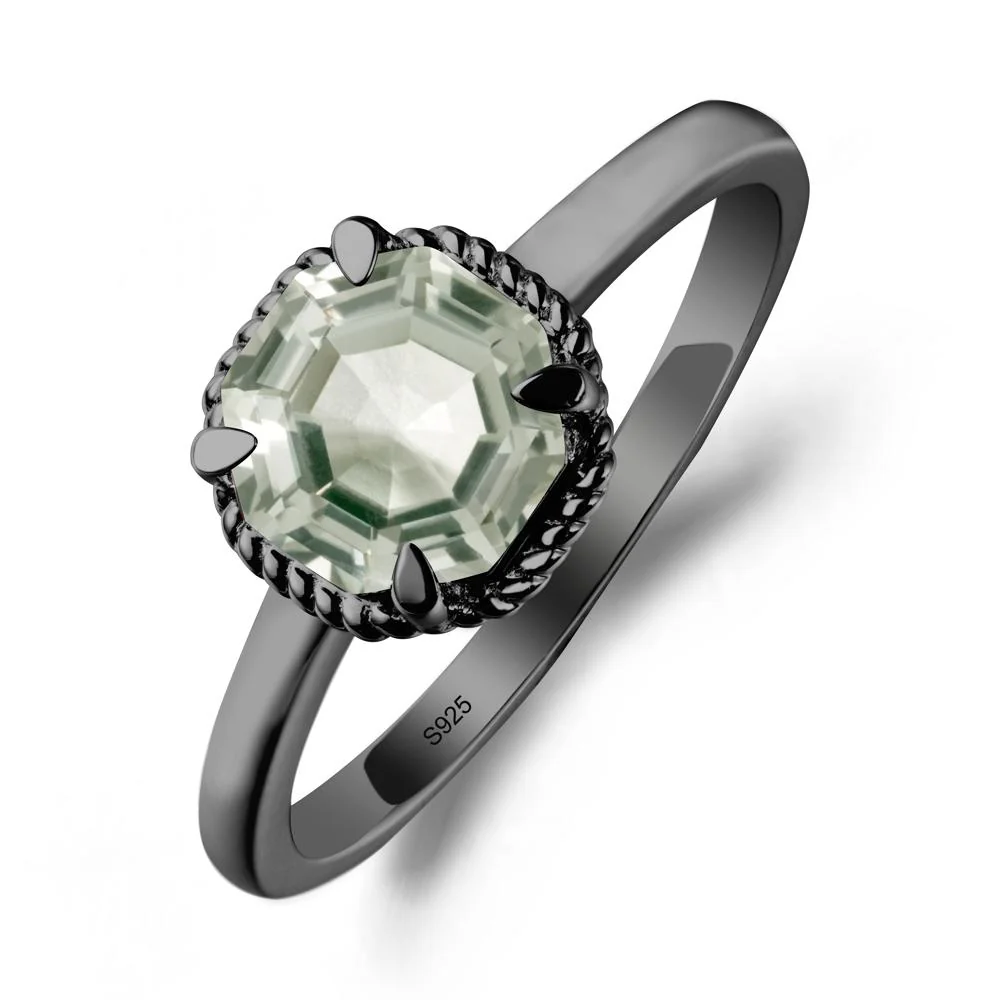 Minimalist  Octagon Green Amethyst Ring - Image 7