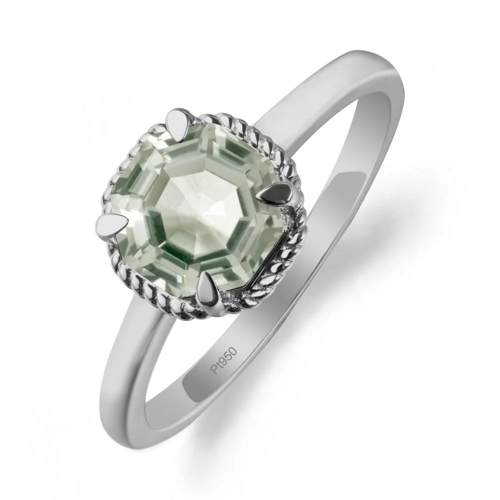 Minimalist  Octagon Green Amethyst Ring - Image 8