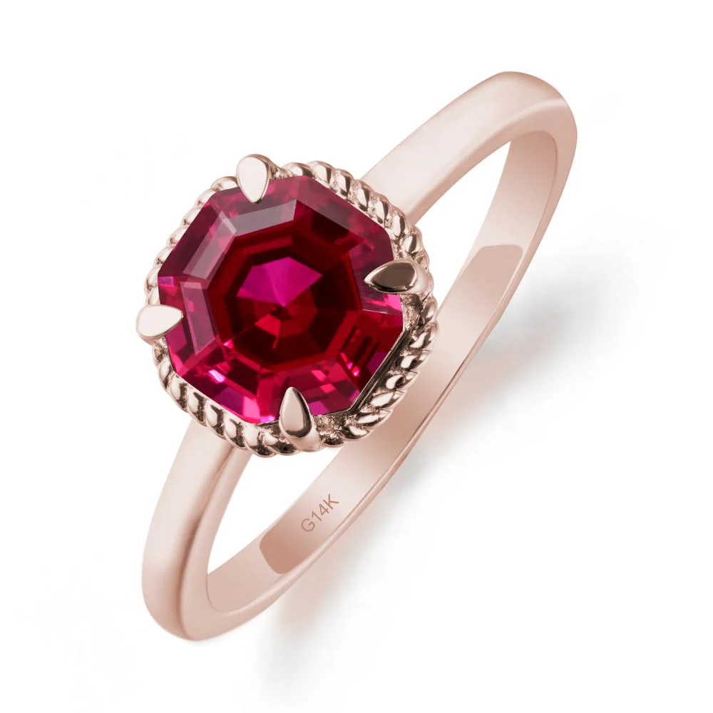 Minimalist  Octagon Ruby Ring - Image 2