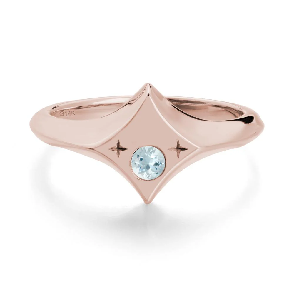 Minimalist Personalized Zodiac Signet Aquamarinering - Image 2