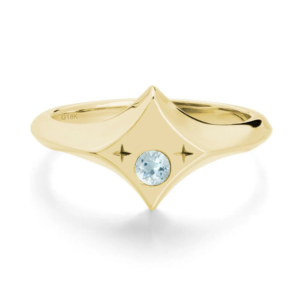 Minimalist Personalized Zodiac Signet Aquamarinering - Image 7