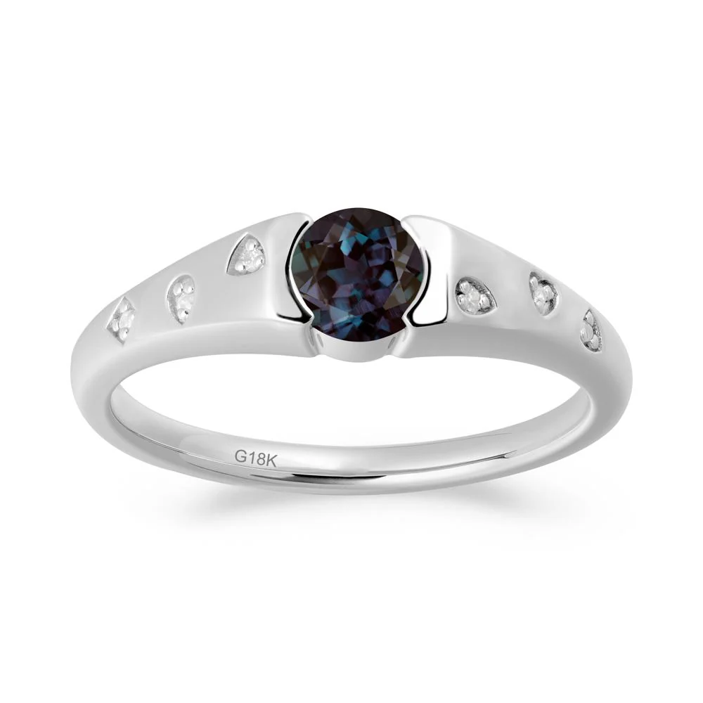 Minimalist Round Alexandrite Promise Ring - Image 3