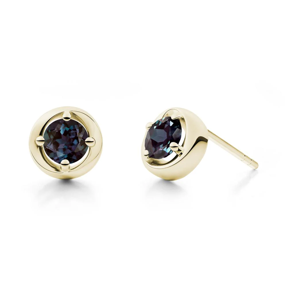 Minimalist Round Alexandrite Stud Earrings - Image 8