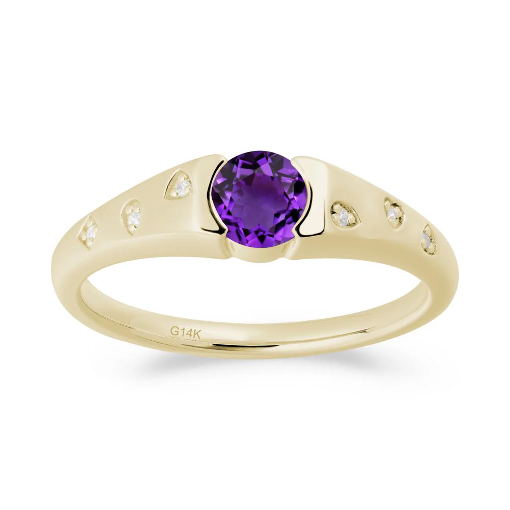 Minimalist Round Amethyst Promise Ring - Image 8
