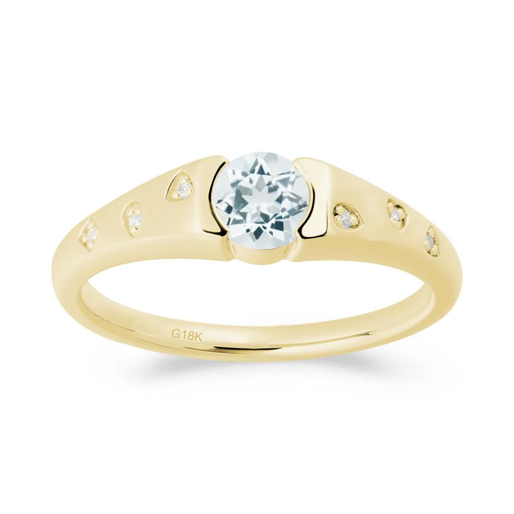 Minimalist Round Aquamarine Promise Ring - Image 4