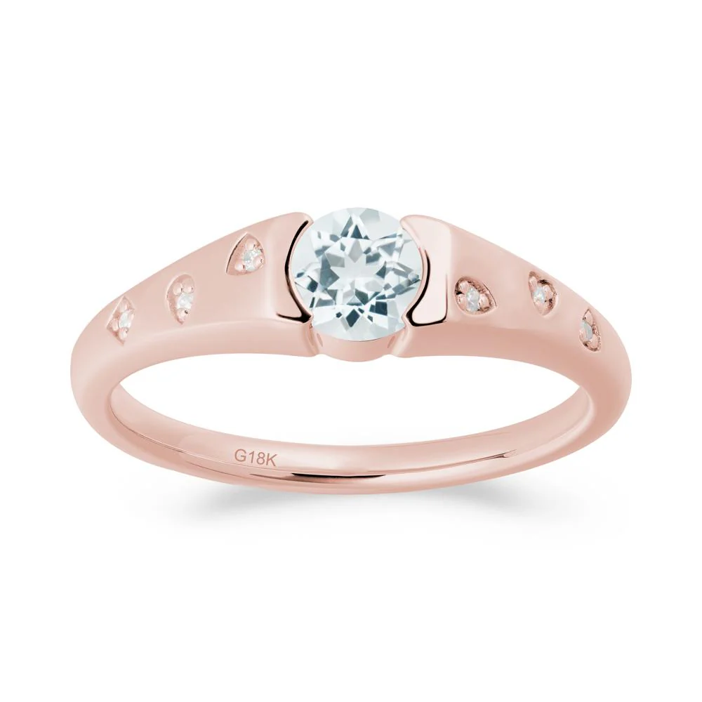 Minimalist Round Aquamarine Promise Ring - Image 5