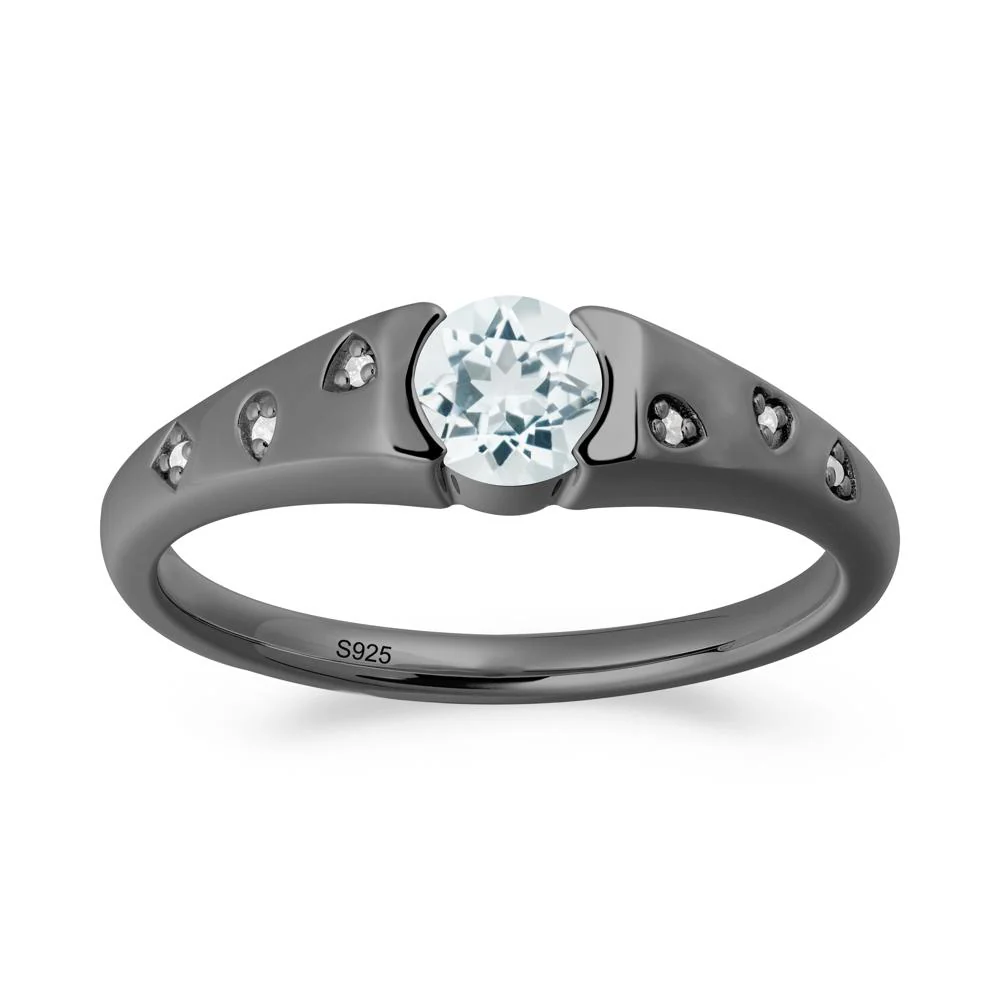 Minimalist Round Aquamarine Promise Ring - Image 7