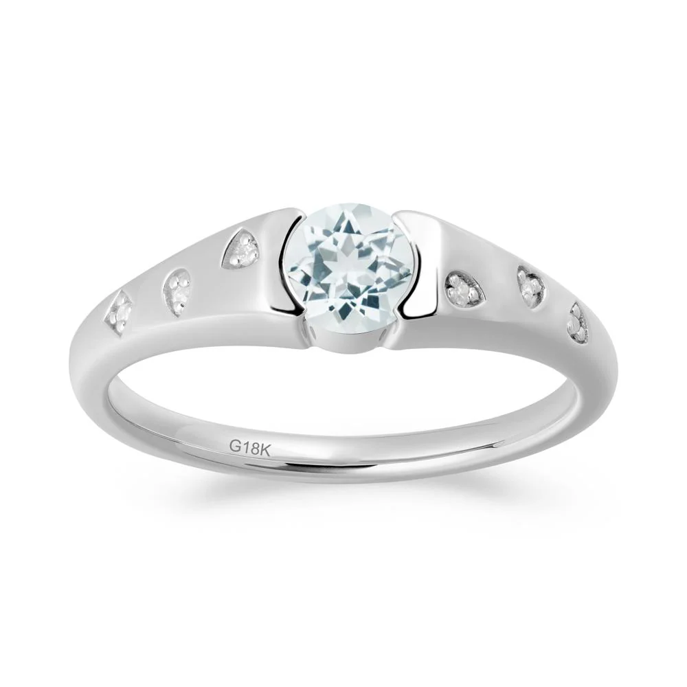 Minimalist Round Aquamarine Promise Ring - Image 8